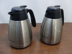 ◆焼酎チェイサーポット　お湯・水◆THERMOS/サーモス　ステンレス卓上ポット　1L　TGX-1000　2個セット◆USED品　管BG-1