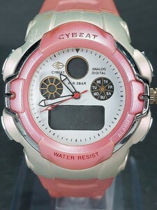 J-AXIS ジェイアクシス I.T.2.D アナログ デジタル 腕時計 ピンク ホワイト文字盤 ラバーベルト ステンレス 新品電池交換済み 動作確認済み