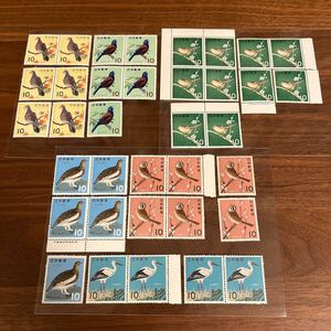 切手 鳥シリーズ 全6種 完 10円×36枚 額面360円 1963 1964 うぐいす きじばと ほおじろ るりかけす らいちょう こうのとり