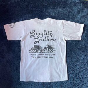 送料520円 ほぼ未着用 ラングリッツレザー 白 USA 70周年アニバーサリー 半袖Ｔシャツ M Langlitz Leathers コロンビア　