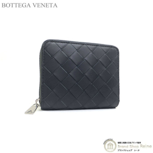 ボッテガ ヴェネタ （BOTTEGA VENETA） イントレ コンパクトジップアラウンドウォレット 二つ折り 財布 749426 グレー系×ブルー系（新品）