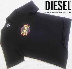 新品★ディーゼル DIESEL★ブラック グラフィック Tシャツ★レッド イエロー ロゴ プリント★クルーネック★黒 XL★620