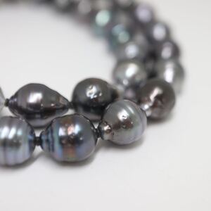 1円〜!!《南洋黒蝶真珠ネックレス》D 約42.0g 約43.0cm 約8.0-10.5mm珠 pearl パール jewelry necklace DG0/EA0 60