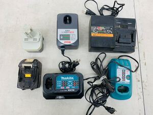 k1020-14★電気工具 makita 充電器 DC07SA DC07SB / RYOBI BC1205 / 日立工機 UC14YSL / バッテリー 等 まとめて6点 現状品