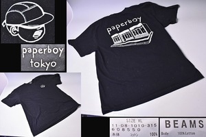 PAPERBOY ★ BEAMS ★ ペーパーボーイ ★ ビームス ★ Tシャツ ★ 黒 ★ XL ★ 綿100% ★ バックプリント ★ パリ 人気ショップ ★ 中古品