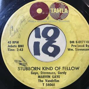 試聴 62年ソウル8位 MARVIN GAYE and THE VANDELLAS STUBBORN KIND OF FELLOW VG(+) SOUNDS VG+ 裏面セロテープ剥がし跡特価