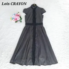 Lois CRAYON ロングワンピース ドット フレンチスリーブ M