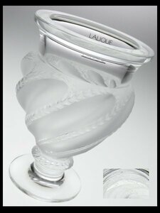 n985 LALIQUE ラリック クリスタル エルムノンヴィル ベース 花瓶 飾壷