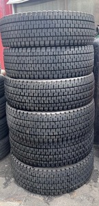 [I-4]手渡し☆タイヤ スタッドレス 6本SET DUNLOP DECTES SP001 265/70R19.5 140/138J ホイール19.5X6.75RW 5.5mmタイヤホイールSET 中古★