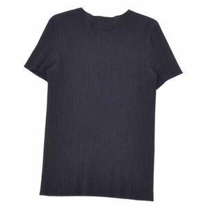 美品 イッセイミヤケ ISSEY MIYAKE シャツ ブラウス 半袖 ショートスリーブ プリーツ トップス レディース L ブラック cf07mo-rm11f10820