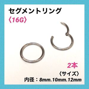 2本　セグメントリング　16G内径8mm フープピアス　ボディピアス