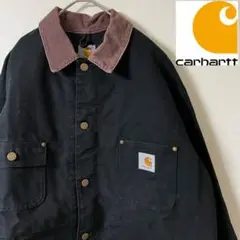 Carhartt/襟コーデュロイ キャンバス カバーオール/XL/ブラック