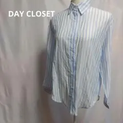 DAY CLOSET レディース スリット入りストライプ柄センターボックスシャツ