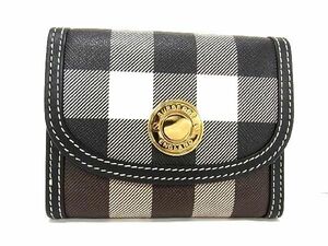 ■新品■未使用■ BURBERRY バーバリー PVC チェック柄 ストライプ 三つ折り 財布 ウォレット 小銭入れ 札入れ ブラウン系 AU3242