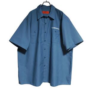 RED KAP 半袖ワークシャツ size 2XL オーバーサイズ ブルー ゆうパケットポスト 胸 刺繍 HUSSMANN 古着 洗濯 プレス済 661