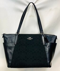 qob.Z3Y02　コーチ　COACH　シグネチャー　キャンバス×レザー　トートバッグ　ブラック　F54797