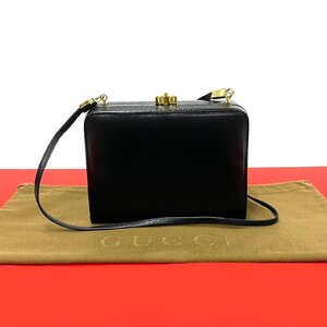 極 美品 GUCCI グッチ オールドグッチ ヴィンテージ GG ロゴ 金具 レザー 本革 ショルダーバッグ ポシェット サコッシュ ブラック 192-7