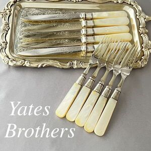 【Yates Brothers】【白蝶貝/純銀継手】パストリーセット ナイフ/フォーク 10本 マザーオブパール 1904年