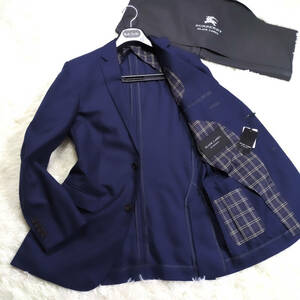 絶版未使用級BURBERRY BLACKLABELテーラードジャケットXL.LL～L爽快背抜きノバチェック柄ポリナイロン地ブラレバーバリーブラックレーベル