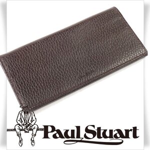 新品1円～★PaulStuart ポールスチュアート メンズ 牛革レザー 二つ折り長財布 ロングウォレット ブラウン 茶 本物◆4332◆