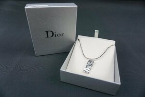 ★【B送900円】221　Christian Dior クリスチャンディオール　トロッター　No2　ネックレス　スネークチェーン　ロジウム　ブラック　