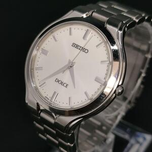 美品　SEIKO　セイコー　ドルチェ　ホワイト　シルバー　クォーツ　時計　メンズ