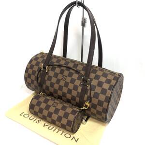 ＊【極美品】LOUIS VUITTON M51303 ダミエ パピヨン30 ハンドバッグ ポーチ付 手提げ 鞄 ゴールド金具 ブラウン系 ルイヴィトン 布袋