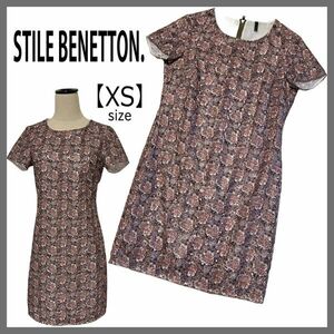 STILE BENETTON. スタイルベネトン 花柄 レース刺 半袖ワンピース 上品 クルーネック 夏 大人 上品 お呼ばれコーデ フラワーデザイン