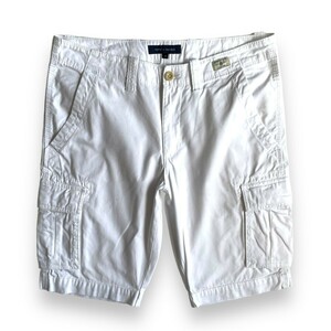 国内正規 TOMMY HILFIGER トミーヒルフィガー カーゴ コットン ショーツ W34 ショート パンツ ホワイト 短パン CARGO SHORTS WHITE 白