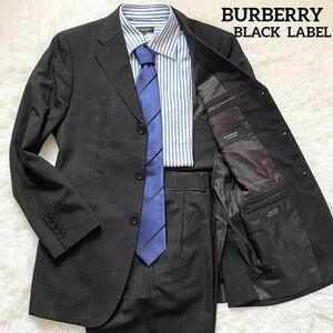 A94 BURBERRY BLACK LABEL　バーバリーブラックレーベル　スーツセット　ブラック　チェック柄　黒　36R表記（S相当）　ノバチェック