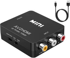 SUGURE RCA to HDMI 変換コンバーター AV to HDMI コンポジット 1080P 音声出力可 USB給電 テ