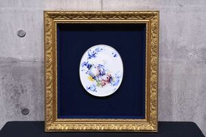 AKK172 本物保証 Meissen マイセン Heinz Werrner ハインツ・ヴェルナー サイン有 薔薇のブーケ プラーク 額装 西洋陶磁 陶板画 双剣マーク