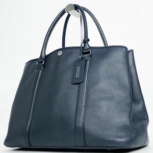 美品/定額10万円● バーニーズニューヨーク BARNEYS NEWYORK トートバッグ ビジネスバッグ ブリーフケース 肩掛け A4 ネイビー レザー 