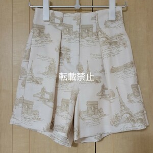 eimy istoire Paris pattern ショートパンツ ベージュ Ｍサイズ エイミーイストワール