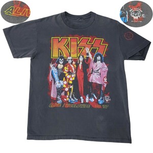 【90S】USA製 キッス KISS 日本ツアー限定 Tシャツ 半袖 ブラックフェード L シングルステッチ ALIVE WORLD WIDE ROCKS JAPAN