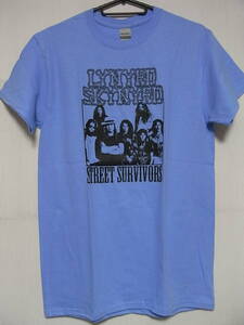 即決★新品ロックＴシャツ★レーナード・スキナード★LYNYRD SKYNYRD★STREET SURVIVORS★ライトブルー×ブラック★S/M/Lサイズ