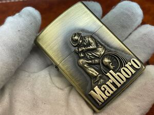 1円 ZIPPO ライター マルボロ Marlboroジッポ Zippoオイルライター真鍮製 中古品 喫煙グッズ ジッポー 火花確認済R657008