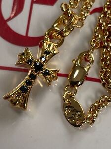 †Chrome hearts†クロムハーツ†新品加工　ベビーファット　チャーム　ロールチェーン50㎝　22k パヴェ　ブラックスピネル　インボイス