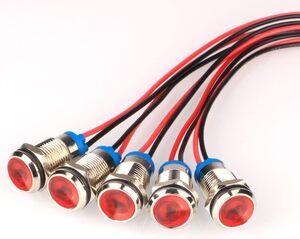 レッド Kiligen 5個 10mm AC/DC 12-24V LEDメタルインジケーターライト防水信号ランプパイロットダッシュ