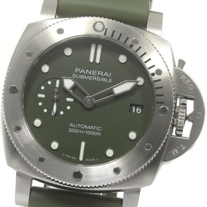 パネライ PANERAI PAM01055 サブマーシブル ベルデミリターレ デイト スモールセコンド 自動巻き メンズ 良品 箱・保証書付き_842549