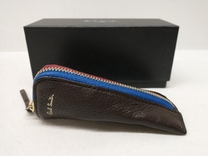 Paul Smith コントラストジップキーケース PSC120 キーケース キーホルダー 4連 レザー ダークブラウン(ワイン) 箱あり