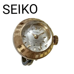 Y1029-2 SEIKO セイコー 指輪 リングウォッチ カットガラス 金ゴールド色 動作未確認 不動 ジャンク 10 0630