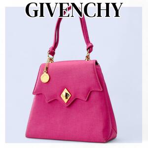 希少ジバンシー　ハンドバッグ　ゴールド金具　ピンク　ターンロック　キャンバス　GIVENCHY パーティーバッグ　トップハンドル