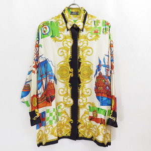 90s GIANNI VERSACE ATELIER BAROQUE SHIP SILK SHIRT VINTAGE ジャンニヴェルサーチ バロック シップ シルク シャツ ビンテージ バロッコ