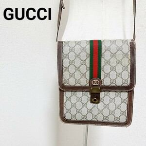 オールドグッチ GUCCI ショルダーバッグ 肩掛けバッグ シェリーライン 茶色 ブラウン ジャンク