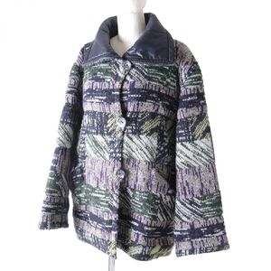 【ドンドン見直し】美品★MISSONI ミッソーニ 織柄 マルチ×無地 リバーシブル 中綿入り ニットジャケット マルチ×ブラック M