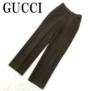 LA4046 GUCCI グッチ プレス入り コットンパンツ カジュアル ポケット有 ストレッチ無しブラウン 40