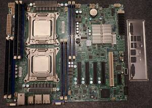 【動作確認済】Supermicro X9DRL-iF Xeon E5 2690 2基(16コア32スレッド稼働) LGA2011 メモリ16GBセット IOパネル付属 C602