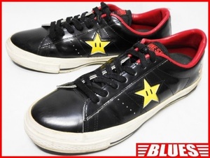 即決★CONVERSE マリオ 別注★26cm 限定 ワンスター コンバース メンズ7.5 レザースニーカー 黒 ブラック 任天堂コラボ 本革 クッパ 本皮