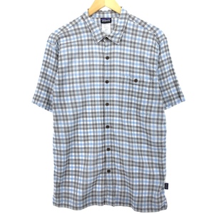 古着 パタゴニア Patagonia ORGANIC COTTON オーガニックコットン 楊柳クレープ 半袖 コットン チェックシャツ メンズL相当 /eaa476387